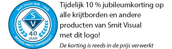 Tot 10% korting op SMIT VISUAL producten SMIT VISUAL Jubileum logo 10% korting